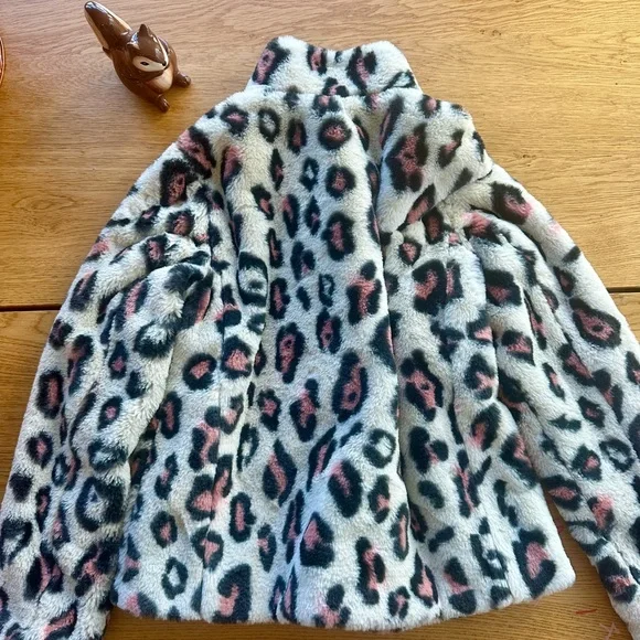 Abound Women's White Faux Fur Leopard Print Puffer Jacket Coat - Picture 2 of 8